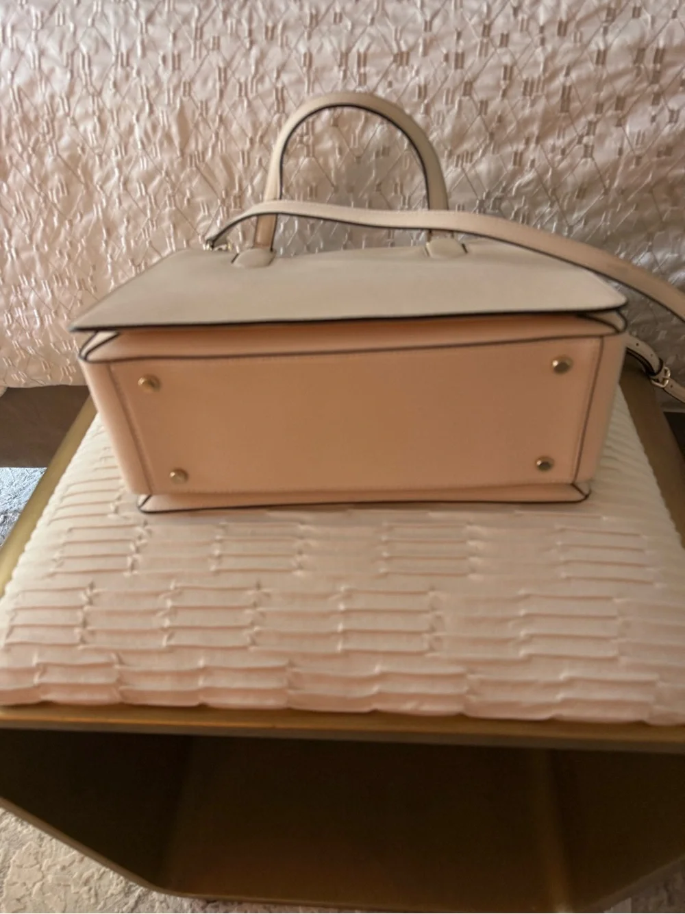 NWOT Kate Spade cream colored pebbled leather satchel